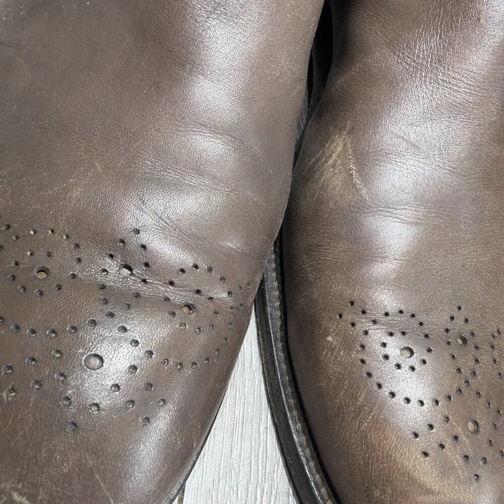 MEN'S TOD'S Buckle CHELSEA WINGTIP BROWN LEATHER BOOTS SIZE 9.5 DISTRESSED